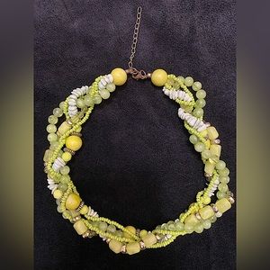 Green Beaded Statement Choker Necklace